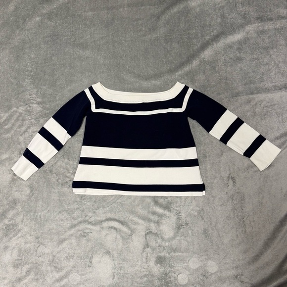 J. Crew White Navy Nautical Cropped Cotton Sweater - Size XS - Picture 2 of 11